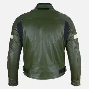 Men’s Dark Green Leather Biker Jacket Shop Now