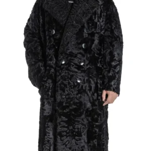 Men’s Karakul Lamb Fur Double Breasted Trench Coat