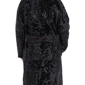 Men’s Karakul Lamb Fur Double Breasted Trench Coat For Sale