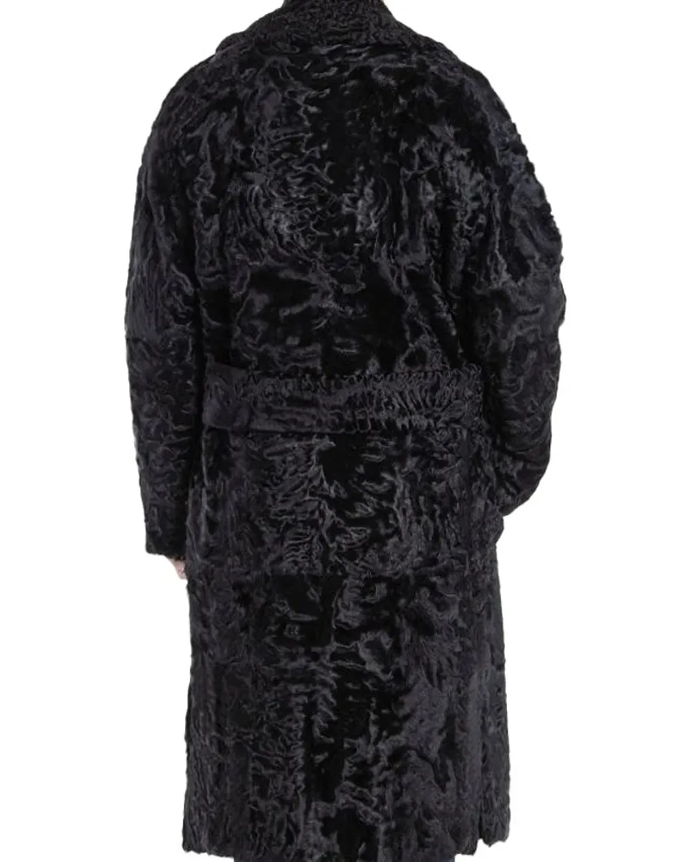 Men’s Karakul Lamb Fur Double Breasted Trench Coat For Sale