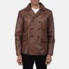 Men’s Mr. Bailey Brown Leather Peacoat Jacket