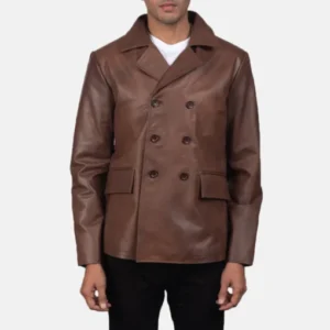 Men’s Mr. Bailey Brown Leather Peacoat Jacket