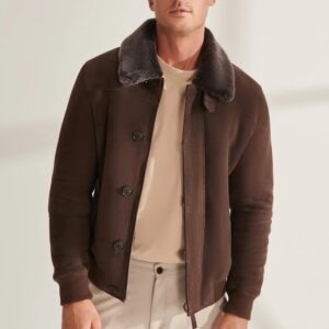 Brown Men’s Tailored Shearling Aviator Coat