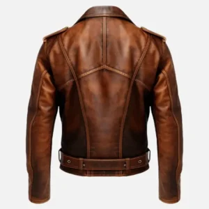 Men’s Vintage Brown Biker Leather Jacket For Sale