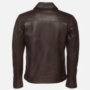 Men’s Vintage Old English Brown Leather Jacket For Sale