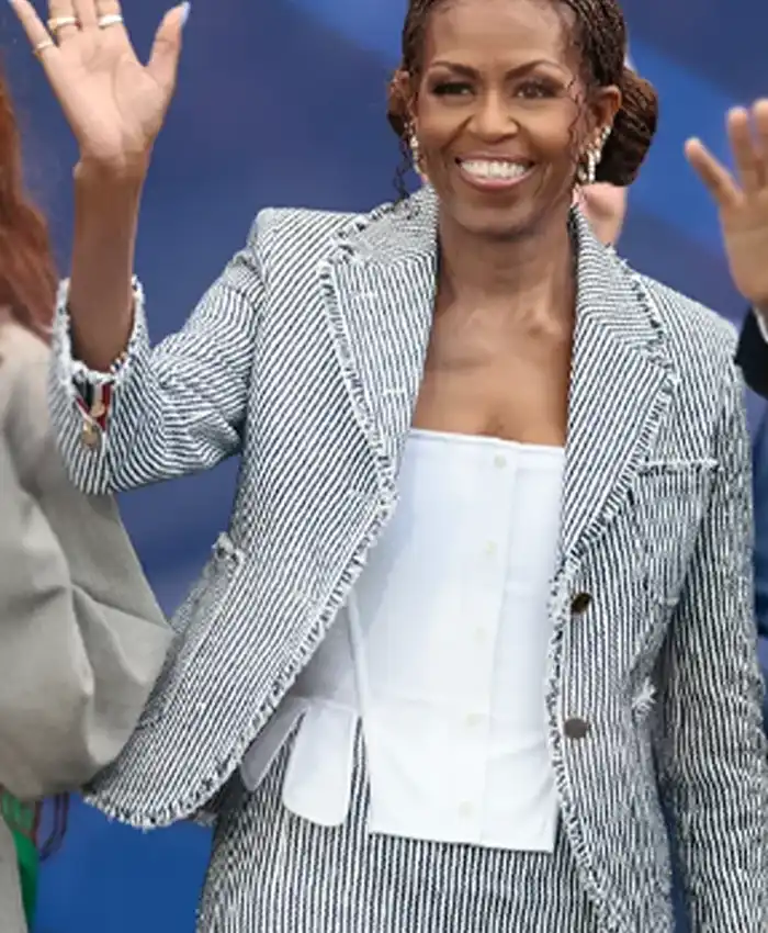 Michelle Obama White and Grey Jacket Blazer