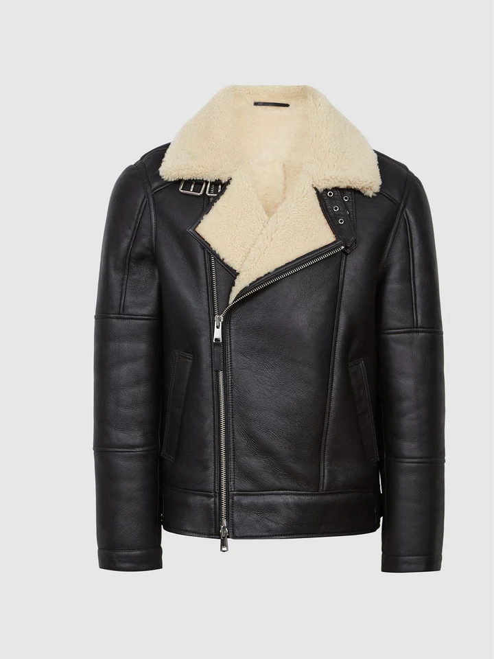 Midnight Black Shearling Flight Jacket