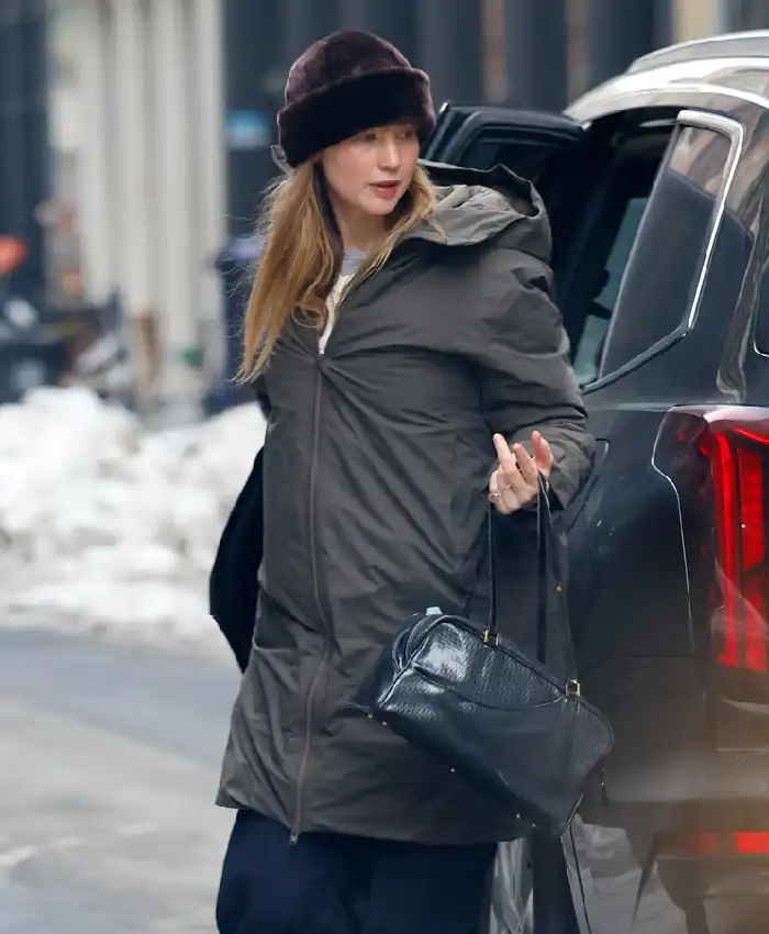 NYC 2026 Jennifer Lawrence Grey Coat