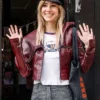 Notting Hill 2026 Suki Waterhouse Burgundy Leather Jacket