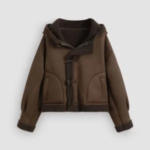 Faux Shearling Oversized Hooded Jacket with Toggle Buttons