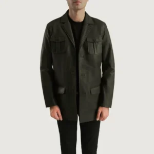 Ray Cutler Designer Green Leather Blazer Jacket