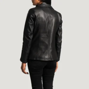 Selina Women’s Black Leather Blazer Jacket Buy Now