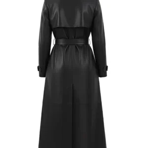 Sophia Black Leather Single Breasted Trench Coat Shop Now