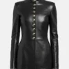 Steal Sophie Turner Black Leather Coat