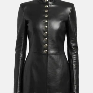 Steal Sophie Turner Black Leather Coat