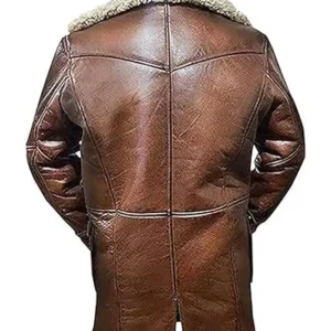 Steven Buttoned Closure Distressed Shearling Leather Coat For Sale
