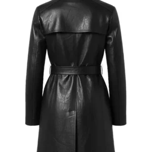 Susan Mid-Length Black Women’s Leather Trench Coat For Sale