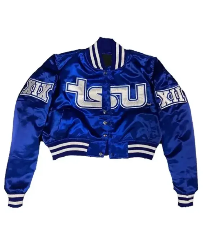 TSU Blue Cropped Varsity Jacket