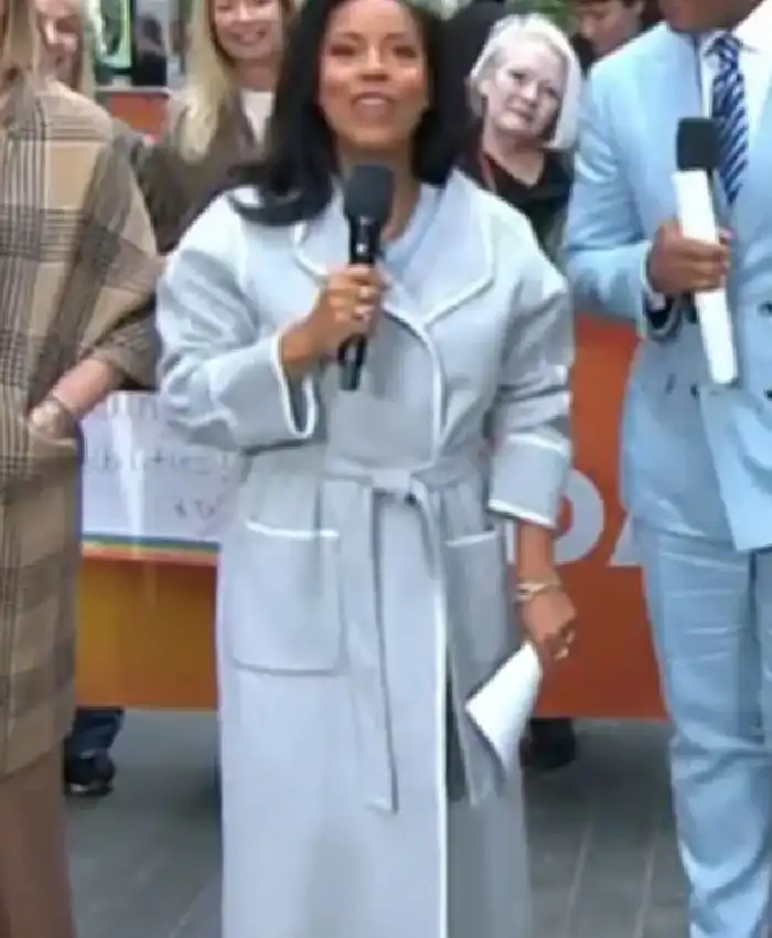 The Today Show 2026 Sheinelle Jones Grey Scarf Coat