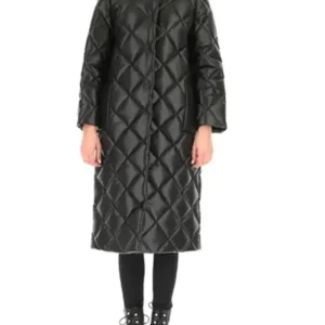 Truth Leather Quilted black Coat For Sale