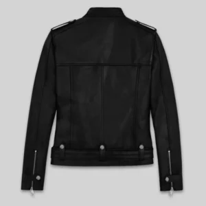 Urban Chic Black Motorcycle Leather Jacket For Sale