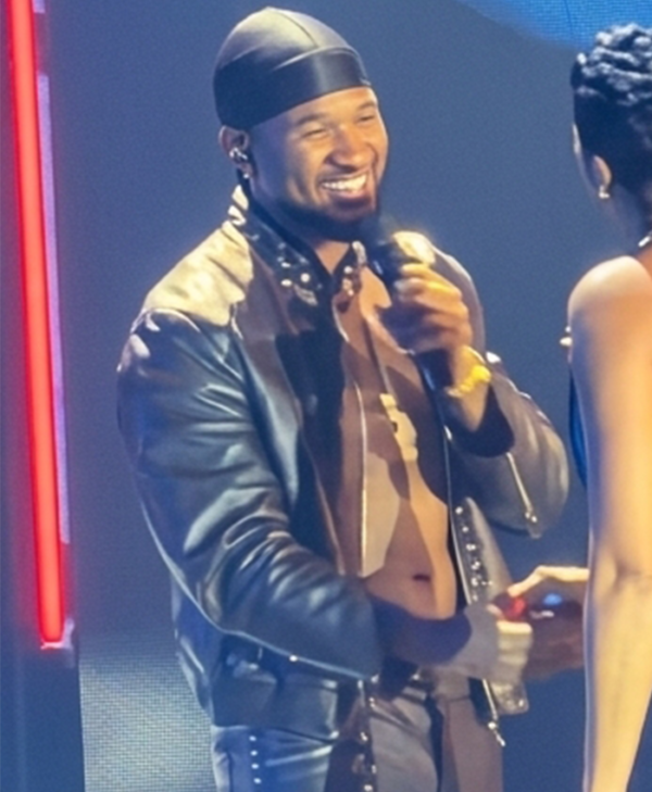 Usher Concert Black Real Leather Jacket