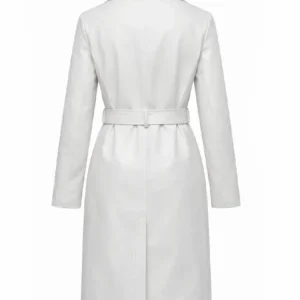 White Leather Trench Coat For Sale