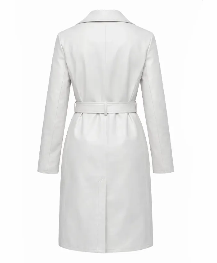 White Leather Trench Coat For Sale