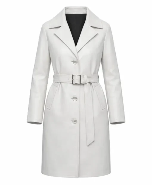 White Leather Trench Coat
