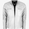 White Men’s Cafe Racer Leather Jacket