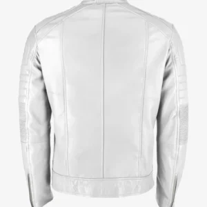 White Men’s Cafe Racer Leather Jacket Shop Now