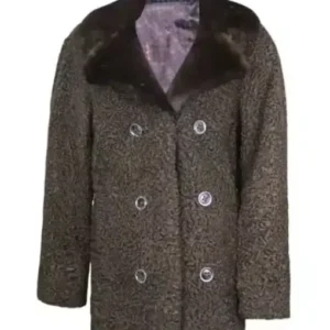 Women Mink Collar Fur Persian Astrakhan Lamb Coat