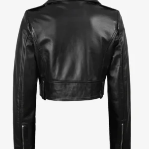 Women’s Edgy Black Cropped Leather Moto Jacket Shop Now