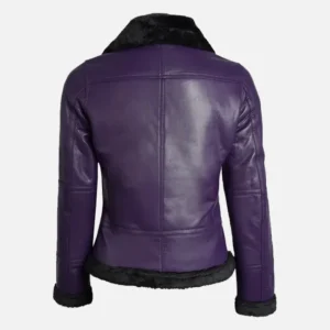 Women’s Luxe Purple Shearling Leather Flight Jacket Shop Now
