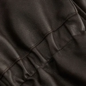 Womens Oversized Faux Leather Ruffle Double Breasted Jacket Buy Now