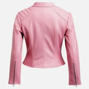 Women’s Pink Leather Biker Jacket Shop Now