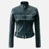 Women’s Prussian Blue Soft Leather Biker Jacket