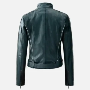 Women’s Prussian Blue Soft Leather Biker Jacket Shop Now