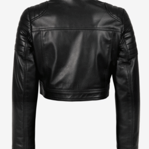 Women’s Real Leather Black Cropped Moto Jacket Shop Now