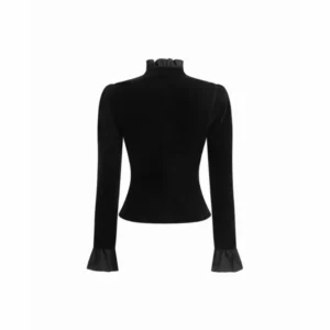 Women’s Velvet Bell Sleeve Jacket with Stand Collar For Sale