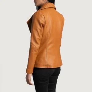 Womens Vintage Tan Brown Leather Blazer Shop Now