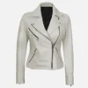 Women’s White Moto Leather Jacket
