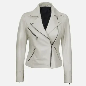 Women’s White Moto Leather Jacket