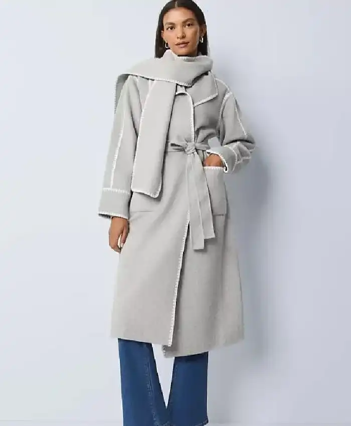 buy The Today Show 2026 Sheinelle Jones Grey Scarf Coat