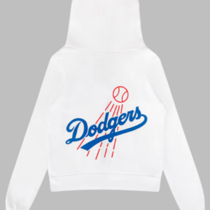 shop now LA Dodgers Aviator Nation x MLB White Five Stripe Hoodie