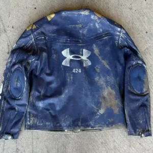 424 x Under Armour Blue Leather Jacket for sale