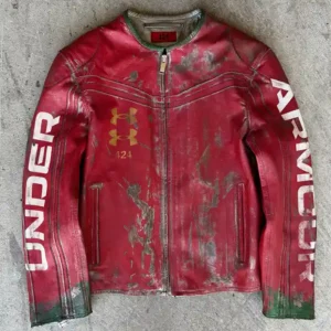 424 x Under Armour Red Leather Jacket