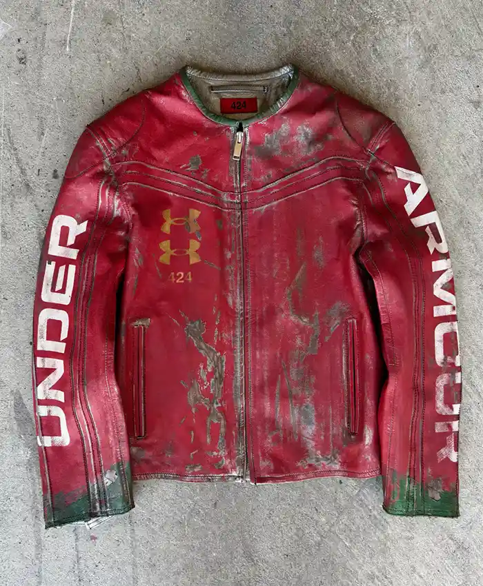424 x Under Armour Red Leather Jacket