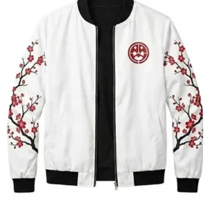 BTS Cherry Blossom White Bomber Jacket