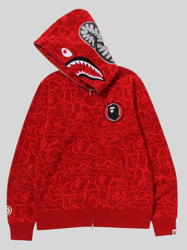 Bape 30th Anniversary Shark Red Camo Hoodie